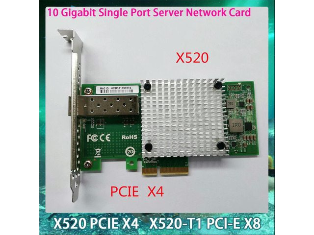 X520 X520-T1 PCIE X4 PCI-E X8 10 Gigabit Single Port Server Network Card NIC