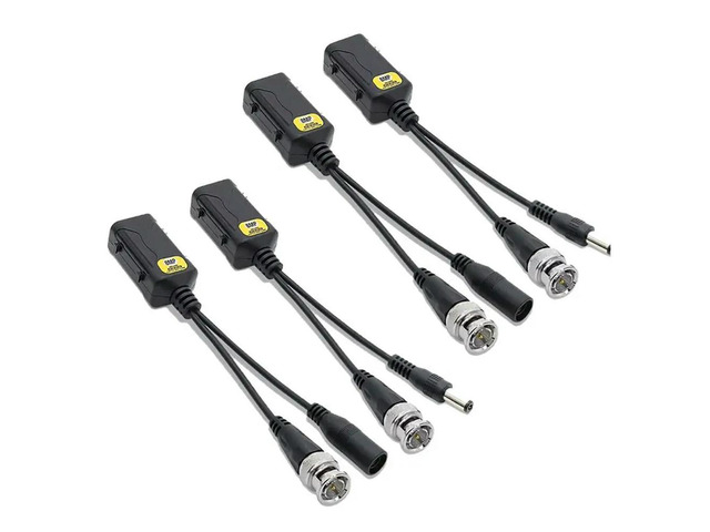 For 8MP HD-CVI/TVI/AHD/CVBS Camera Video Baluns With Power Connector- Balun HD Cat5 RJ45 To BNC