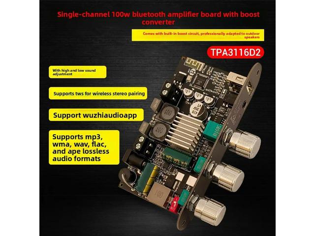 100W Mono Bluetooth Amplifier Board with Boost High and Low Tone TWS Outdoor DIY Speaker 1001UTPA3116