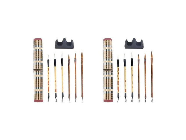 16PCS Chinese Calligraphy Brushes Watercolor Brushes Painting Writing Brush Brush Holder For Beginner