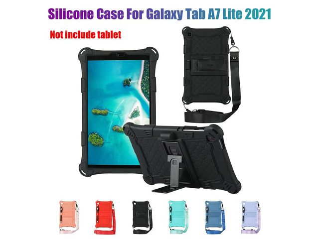 AT9-Silicone Case for Tab A7 Lite 8.7 Inch 2021 T220 T225 Tablet Case Tablet Stand with Pen and Strap