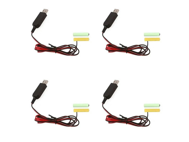 4X USB 5V To 3V LR03 AAA Dummy Eliminators Cable For Remote Control Radio LED Light 2M