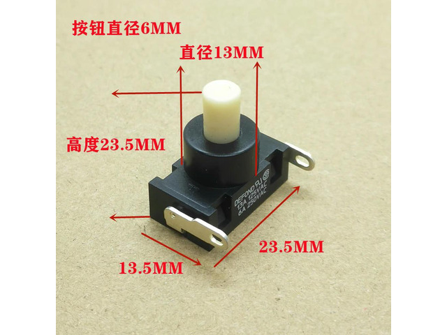 10pcs 2plug 250VAC 6A/ 125V 13A Self-Locking Power Button For DEFOND DPC-1114 Switch For High Power Vacuum Cleaner Parts