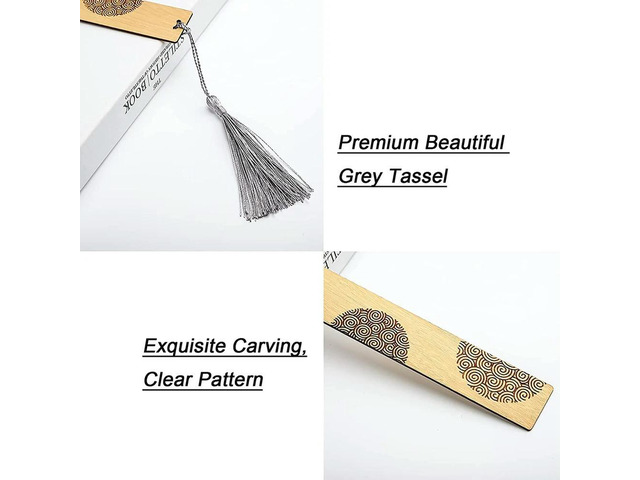 Natural Wood Bookmark With Tassel, Unique Wooden Bookmark Set Gift For Men And Women (Dance Of The Dragonfly)