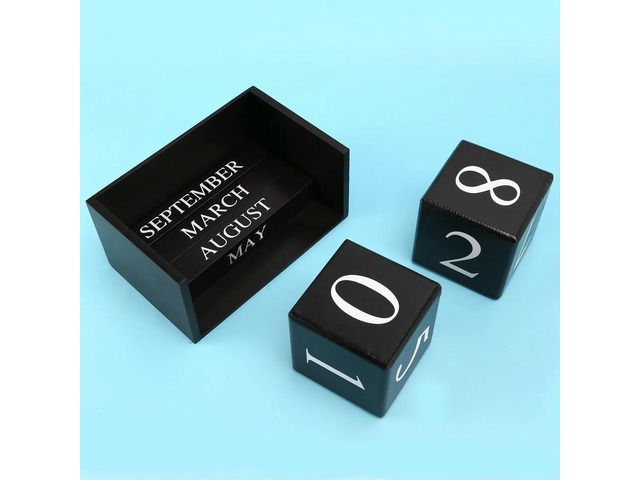 Wooden Perpetual Calendar Wooden Desk Block Calendar-Permanent Block Month Date Display Home Office Decoration