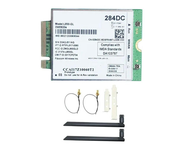 DW5820E L850-GL LTE 4G Card Module +8DB Antenna Kit 0284DC 284DC For Laptop 3500 5400