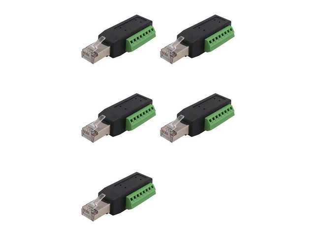 5X RJ45 Screw Terminal Connector RJ45 Solderless Male Plug To 8-Pin Terminal Block Adapter For Ethernet Cat5 /6/7 AV