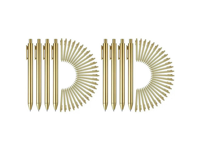 60 Pcs Gold Ballpoint Pens Bulk Retractable Black Ink Medium Point Pens For Wedding Bridal Shower Business Office