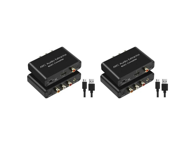 2X DAC Audio Converter ARC Audio Extractor -Compatible Optical SPDIF Coaxial To Analog 3.5Mm Digital To Analog