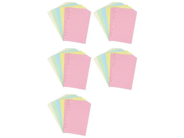 A5 Colorful 6-Hole Punched Ruled Refills Inserts 5-Color Loose Leaf Planner Filler Paper,250 Sheets