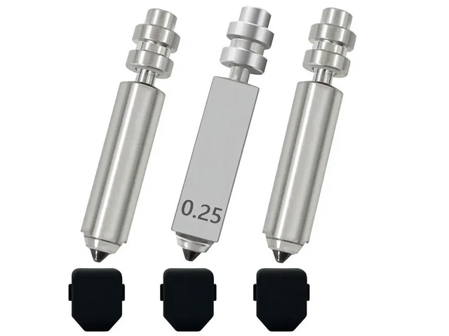 3Pcs 0.25MM Integrated Hardened Steel Nozzles And 3Pcs Silicone Cover For Anycubic Kobra X Combo Quick-Swap Nozzles