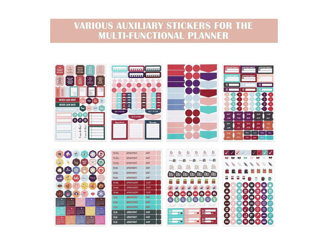 2024-2025 Planner With Practical Stickers, Undated Daily Weekly Organizer,Leather Cover With Card's & Paper Pocket