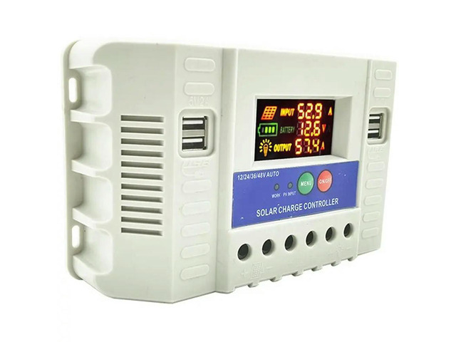 Auto,PWM 60A Solar Charge Controller 12V/24V 36V/48V 3-Stage Charging,LCD Display,For Lead-Acid/Gel Li-/Lifepo4