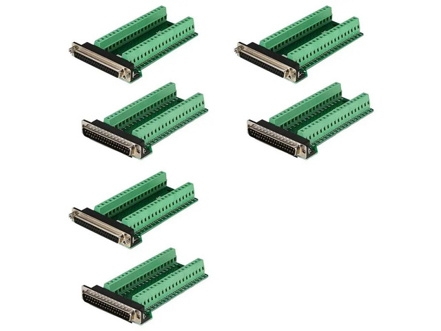 6Pcs DB37 Male Female Breakout Board Connector, RS232 D-SUB Serial 37 Pin Port Terminal Solderfree Adapter