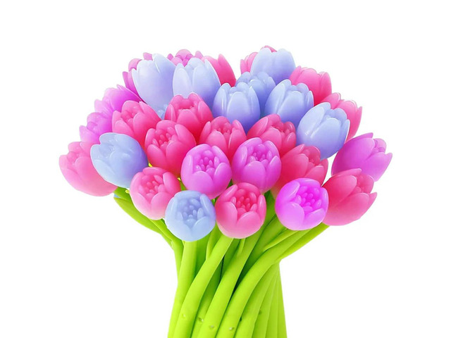 Color Changing Tulip Flower Pens Bulk 50 Pieces Gel Ink For School Classroom For Birthday Party Favors Gift