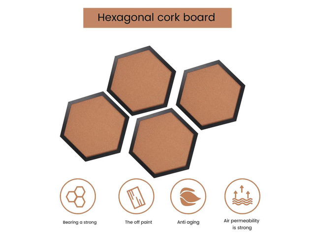 4 Packs Cork Board Pin Board, Cork Boards For Walls With Frame, Decorative Black Bulletin Board For Office, School