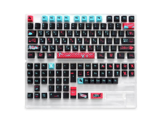 For Jinx For GH60/GK61 GK64/84/87/96/104/108/980 129 Keys PBT Keycaps For Korean Mechanical Keyboard Profile