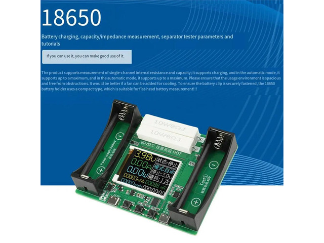 21700 Lithium Capacity Tester Internal Resistance Detector Type-C 2 Channel Power Detector