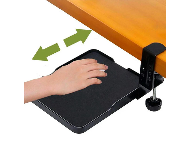 Ergonomic Mouse Tray Desk Attachment Mouse Platform Slide Out Extension Clamp on Wrist Rest Pad Under Desk Shelf