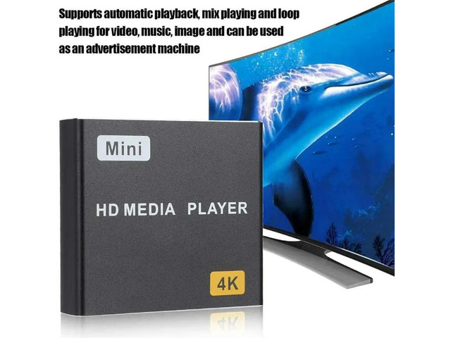 Mini 4K HDD Media Player 1080P Horizontal and Vertical Digital Video Player with USB Drive/SD Cards EU Plug