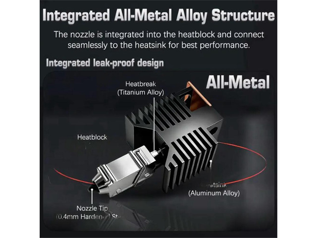 For U1 Hotend 0.2mm Ceramic Block Kit Integrated Hardened Steel Nozzle for U1 3D Printer
