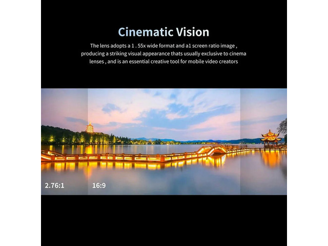 1.55X Mobile Phone Movie Lens, Wide Screen Anamorphic Lens, Blu-Ray Brushed Video Lens