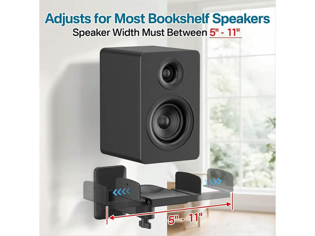 2PCS Speaker Wall Mounts Dual Side Clamping Speaker Wall Mounts for Most Bookshelf Speakers Surround Sound Speakers
