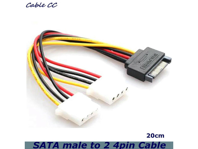 20cm Dual 4-pin IDE Molex to Serial ATA SATA Hard Drive Power Cable Adapter Male to Bus Y Splitter Line Converter Best Price