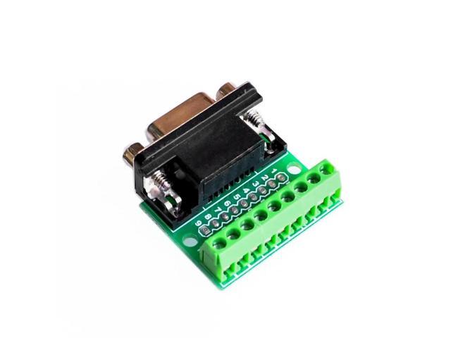DB9 RS232 Serial to Terminal male Adapter Connector Breakout Board Black+Green
