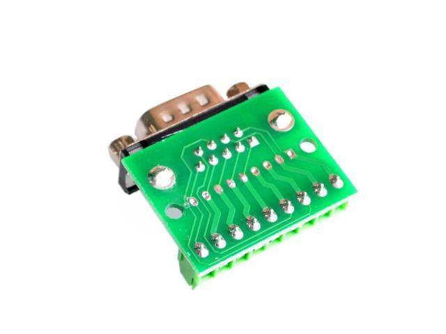 DB9 RS232 Serial to Terminal male Adapter Connector Breakout Board Black+Green