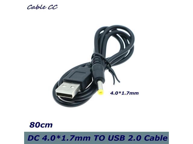DC power adapter plug USB conversion to 4.0*1.7mm black right angle jack, small audio small fan connector charging cable 80cm
