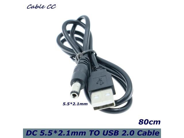 Black USB 2.0 Port 5V 5.5*2.1mm DC Barrel Power Cable Connector For Small Electronics Devices usb extension cable 0.8m