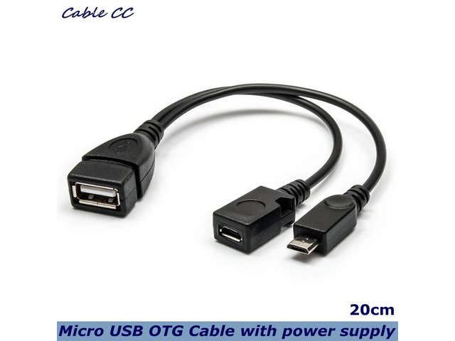 20cm 2 in 1 OTG Micro USB host power Y splitter USB adapter for Micro 5-pin male and female cable Micro power supply