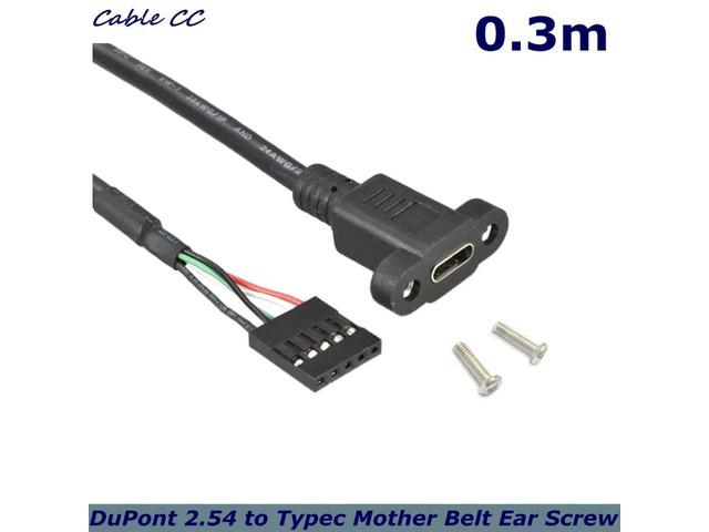DuPont 5-pin to Type-C Female With Ear Adapter Cable 2.54 Terminal Motherboard 5-pin USB 2.0 Chassis Data Cable