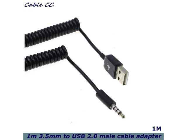 1m 3.5mm AUX Audio to USB 2.0 Male Charging Spring Stretchable Cable Adapter Cable Suitable for Car MP3 Dorpshipping