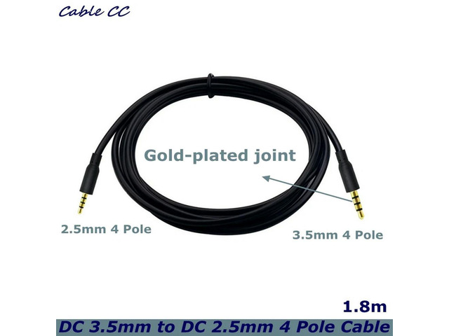 1.8m DC 3.5mm to 2.5mm 4-pole Cable Jack TRRS Male Stereo Dual Channel Audio Cable for Mobile Phone Headset Speakers