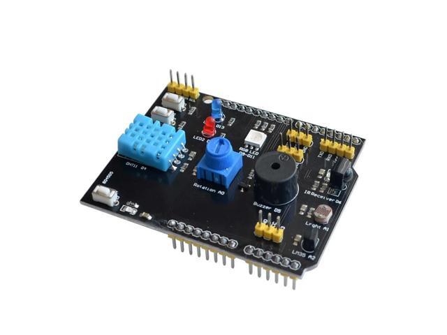 DHT11 LM35 Temperature Humidity Sensor Multifunction Expansion Board Adapter ForForUNO R3 RGB LED IR Receiver Buzzer I2C
