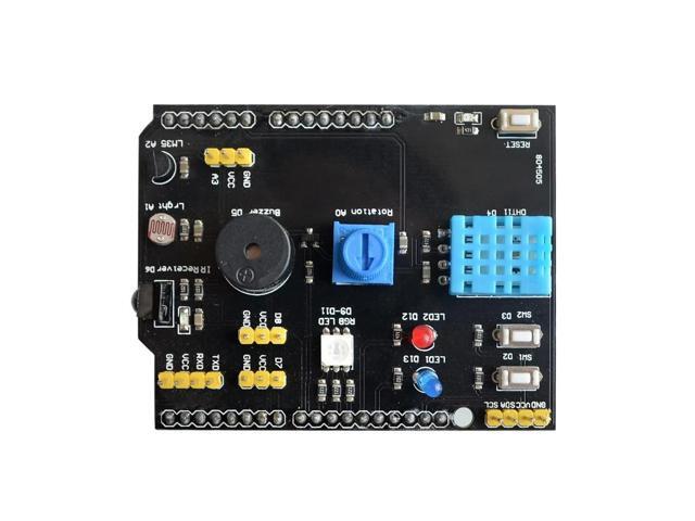 DHT11 LM35 Temperature Humidity Sensor Multifunction Expansion Board Adapter ForForUNO R3 RGB LED IR Receiver Buzzer I2C