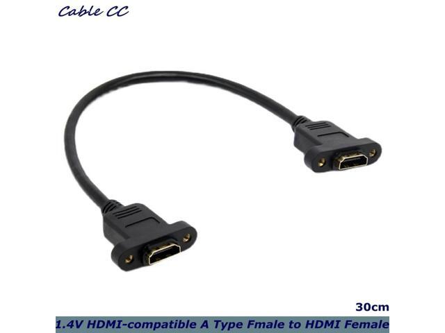 1.4V HDMI-compatible A Type Fmale to HDMI Female Extension Cord Screw Holes Lock Panel Mount Cable with screws 1ft 30cm