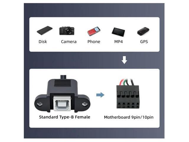 USB 2.0 Front Panel Header 9/10Pin Male to USB 2.0 Type-B Female Mainboard Header Port Extension Cable Adapter 1.4FT/0.5M