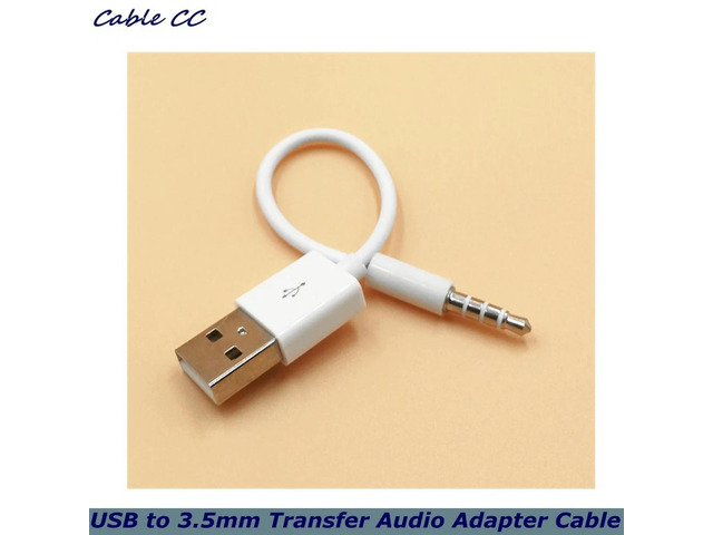 USB to 3.5mm Transfer Audio Adapter Cable 3.5mm Jack to USB 2.0 Data Sync Charger Cable cord for iPod Shuffle 3rd 4th 5th