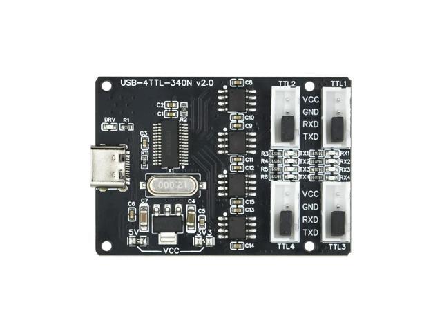 USB To TTL Module CH340 HUB TYPE-C Interface 4-Channel Four Independent TTL