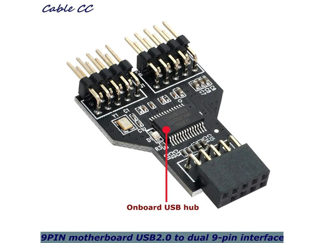 Motherboard USB 9Pin interface connector splitter 1 to 2 expansion adapter 9-pin USB HUB USB 2.0 connector for RGB Bluetooth