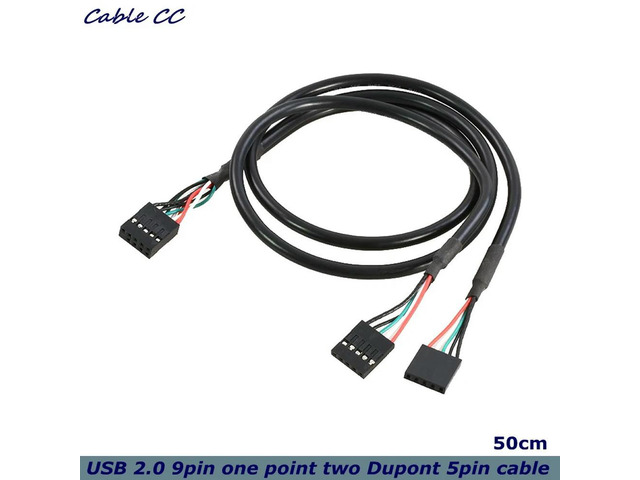 50cm USB2.0 9-pin One MinuteTwo DuPont 5-pin Extended HUB Hub DuPont 2.54 Motherboard Chassis cable. Copper Core With Shielding