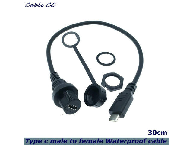 30cm USB-C IP67 Waterproof Cable type-c 3.1 IP 67 Male to Female Panel Mount Water Proof Connector Extension cord