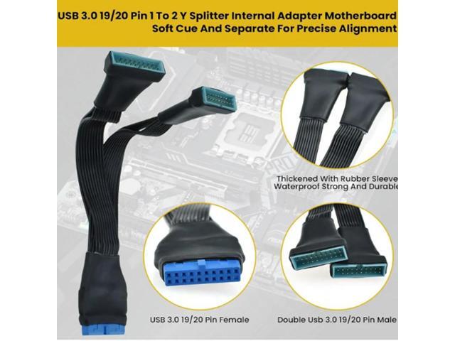USB 3.0 Header Splitter Extension Cable, 19/20 Pin 1 to 2 Y Internal Hub Splitter, Internal Adapter DIY-Cable for Motherboard
