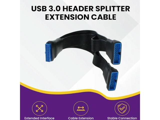 USB 3.0 Header Splitter Extension Cable, 19/20 Pin 1 to 2 Y Internal Hub Splitter, Internal Adapter DIY-Cable for Motherboard