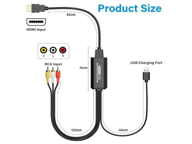1.8m HDMI-compatible to 3RCA converter cable, with USB power supply 1080P composite CVBS AV audio and video adapter