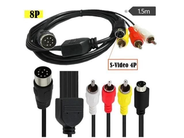 Din 8 Pin to S-Video 4pin Male & 3RCA Male Audio Adapter Cable for DVD, TV/HDTV, VCR's, CDs, Musical Instruments,