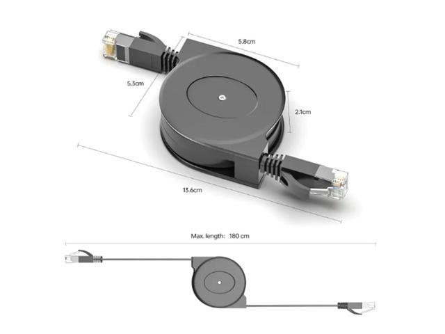 Retractable Ethernet Cable Cat6 5.9 ft Ethernet Cable Flat LAN Cable High Speed Outdoor Ethernet Patch Cord for Laptop Travel